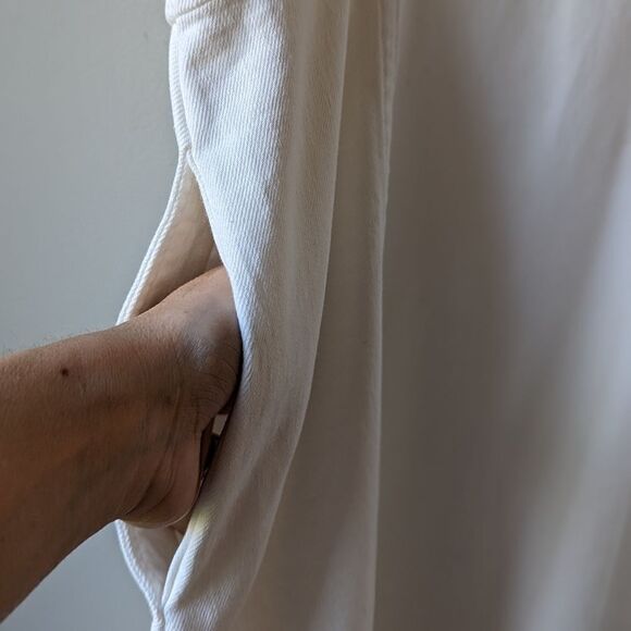 MADEWELL Denim Square Neck Sleeveless Mini Dress in Tile White sz 10 NWT - Picture 12 of 15